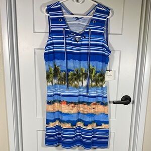 Rafaella Weekend Tropical Blue Striped Dress XL